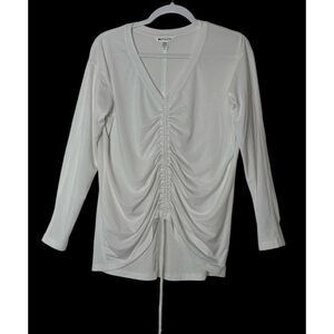 Athleta Top Women Small White Long Sleeve Stretch Relaxed Sport Athletic Outdoor